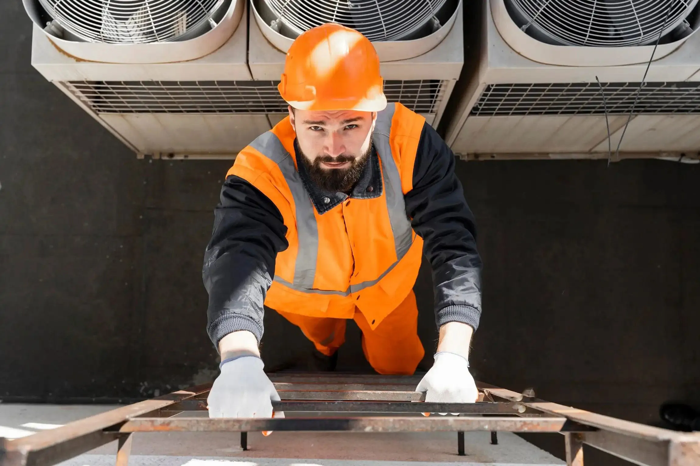HVAC Man Climbing Services Maintenance Services Los Angeles