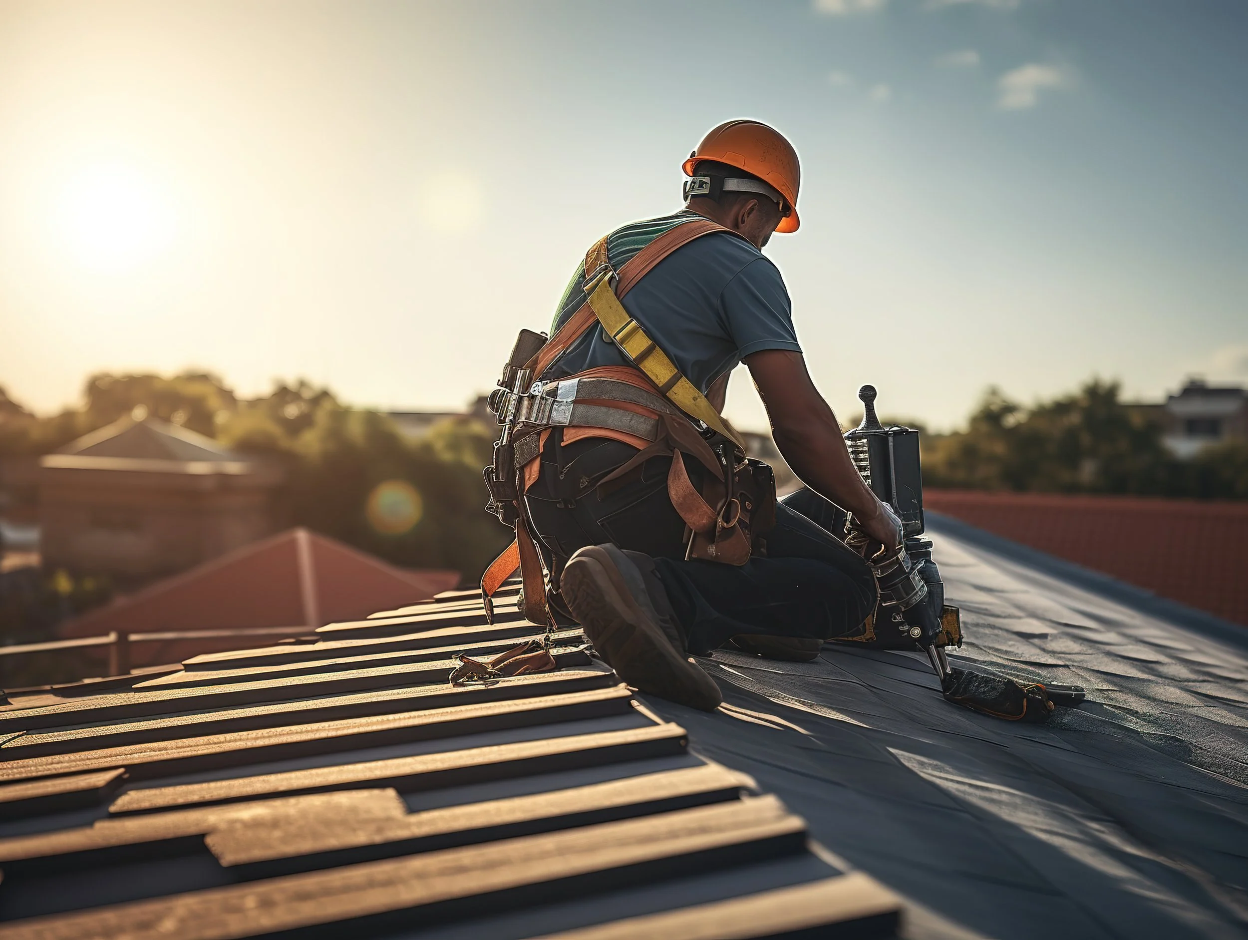 Man working on roof